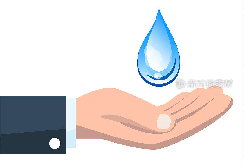 save water concept with hand holding water drop